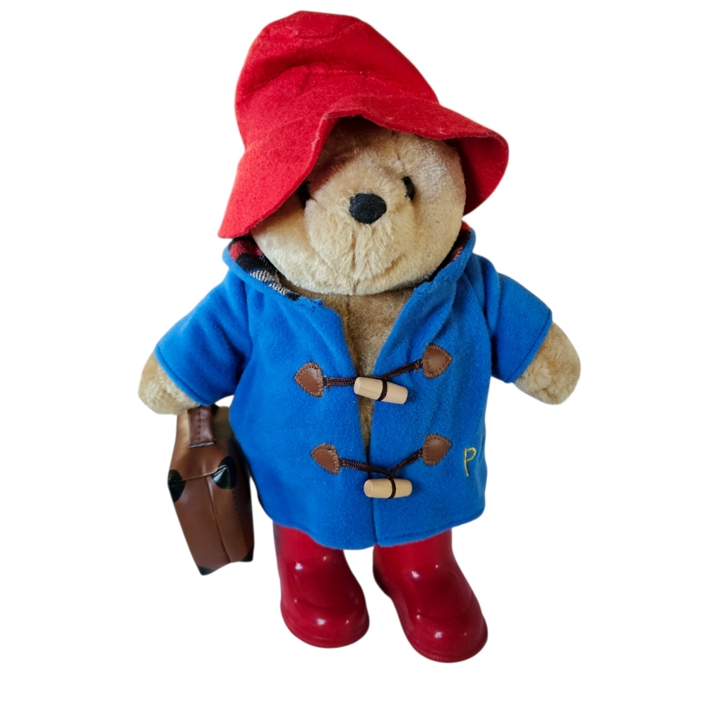 Rainbow Designs Plush Paddington Bear Toy Blue Red Suitcase And Rubber Boots 14"